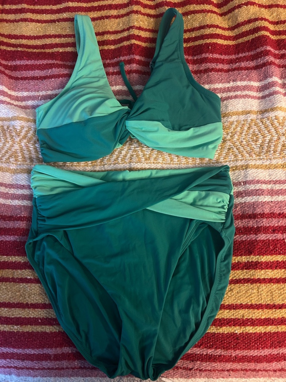 CALIA by Carrie Underwood Two-Tone Teal Twist Front Bikini Set